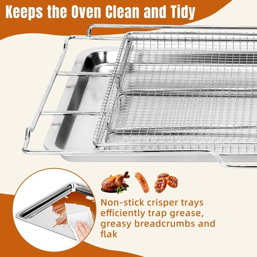 New upgrade Air Fry Tray for 30" Oven with Drip Pan, Compatible with Frigidaire Wall Ovens, Ranges, and Wall Oven/Microwave Combinations，Oven Rack Measures 25" x 16" x 1.75"