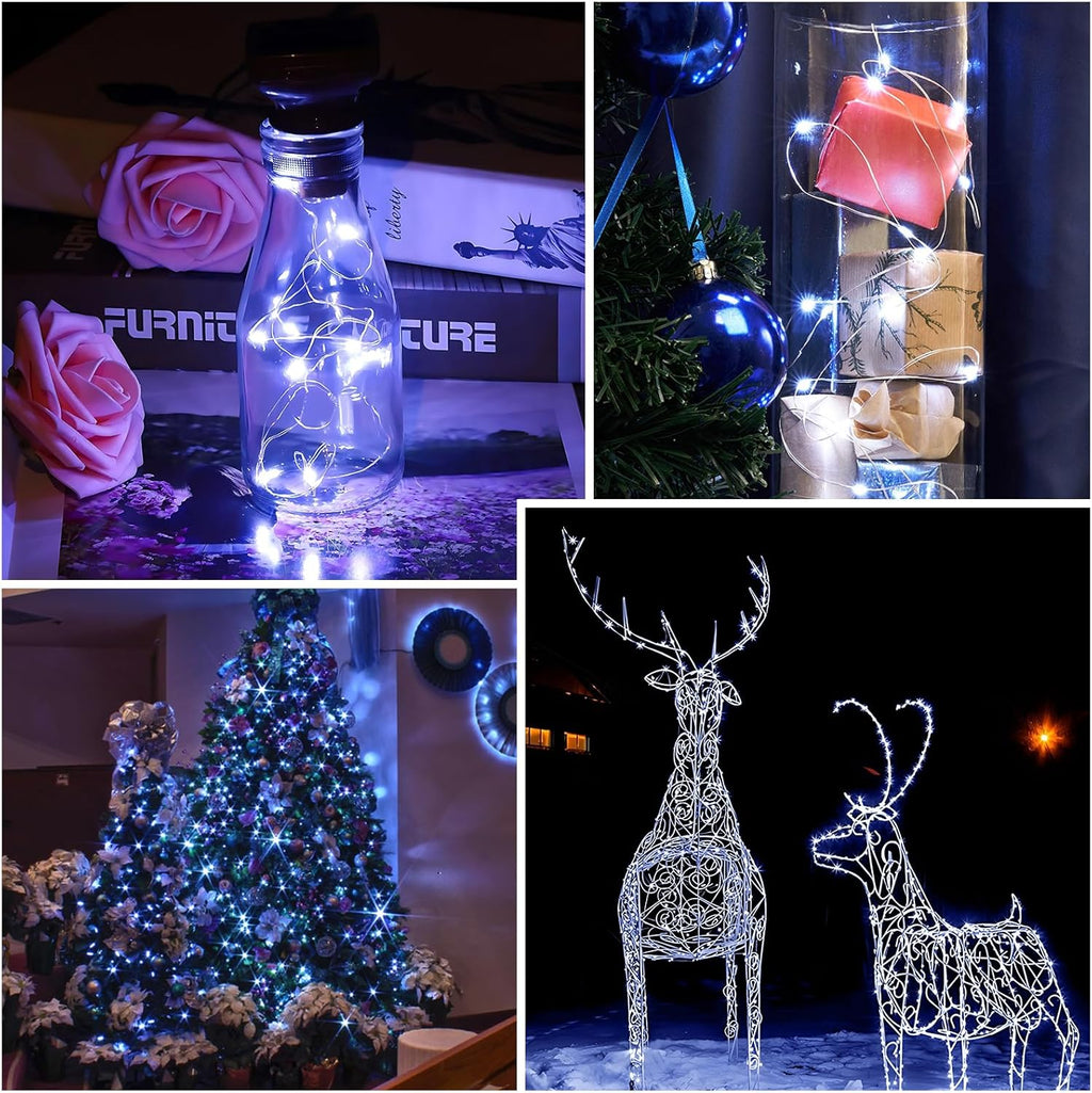 Skiennix LED Fairy Lights - Waterproof Battery Operated Silver Wire String Lights | 7 Feet, 20 LEDs for DIY Decor