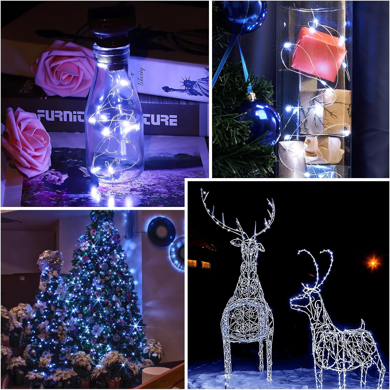 Skiennix LED Fairy Lights - Waterproof Battery Operated Silver Wire String Lights | 7 Feet, 20 LEDs for DIY Decor