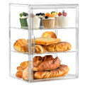 SANKEU Bakery Pastry Display Case 3 Layer Large Clear Bread Box For Kitchen Countertop Bread Storage For Homemade Bread, 10.6" L x 8.7" W x 14.2" H, 1 Pack