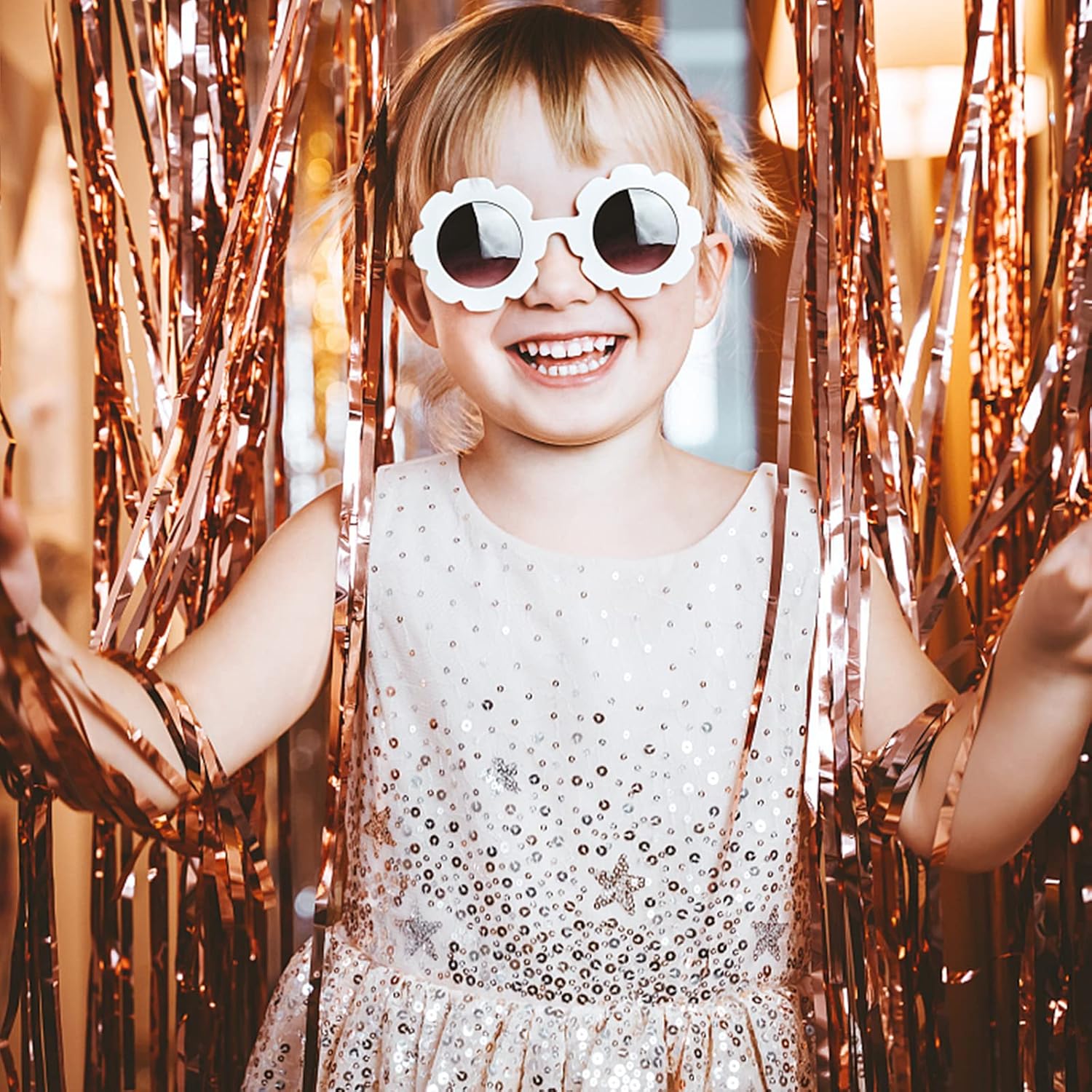 Regine Switzerland Rose Gold Backdrop - 2 Pack Foil Curtains for Birthday & Bachelorette Party Decor