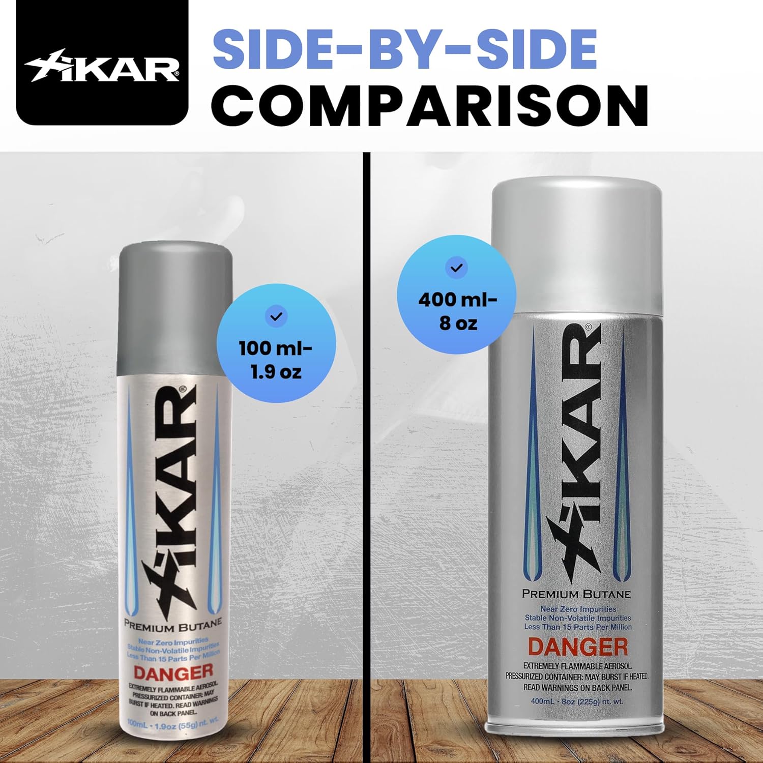 XIKAR PUROFINE Premium Butane Fuel Refill - Ultra Refined, Food Grade 400ml | Jet Flame Lighter & Torch Fuel (2 Pack)