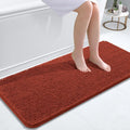 OLANLY Bathroom Runner Rugs - Soft Absorbent Chenille with Quick Dry Rubber Backing | 47"x20", Rustic Terracotta