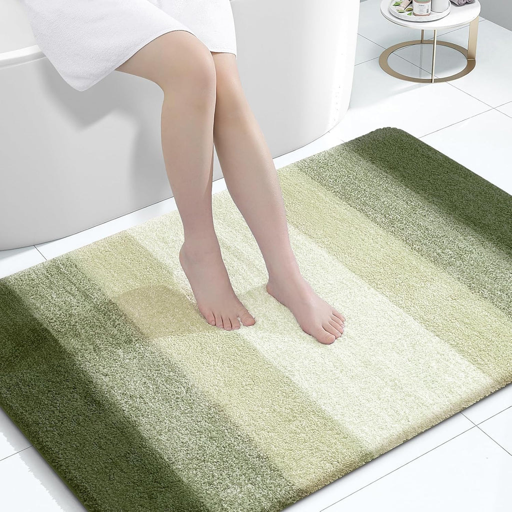 OLANLY Large Bathroom Rugs - Extra Soft Microfiber Mat 44x32 | Quick Dry & Washable, Dark Green