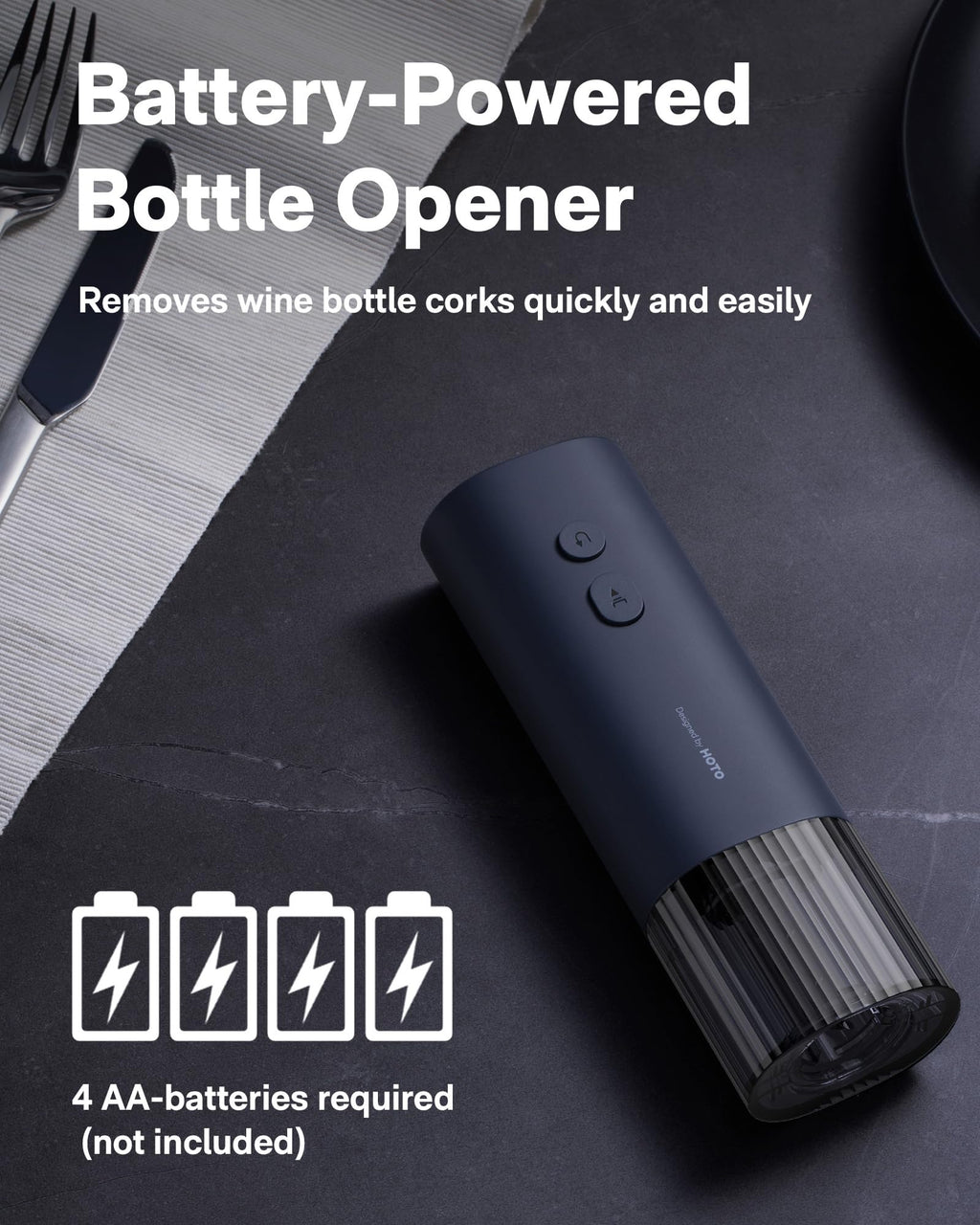 HOTO Electric Wine Opener, Automatic Bottle Opener with Foil Cutter, Uncorks 170+ Bottles, 10s Instant Opening, Battery Operated Corkscrew Wine Opener, Perfect Ideal for Wine Lover Wedding Party Home