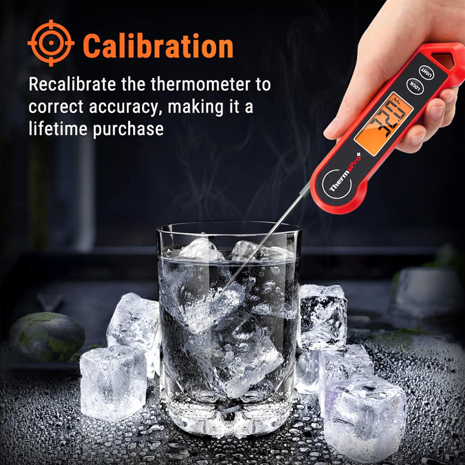 TempPro Waterproof Digital Meat Thermometer - Ambidextrous Backlit & Motion Sensing for BBQ & Grilling