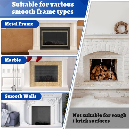 Wintcomfort Fireplace Cover, 3-Layer Insulation Fireplace Draft Blocker with Strips, Inside Fireplace Draft Stopper Stops Heat Loss & Keep Drafts Out, Covers Up to 39" x 55" Fireplace, White Surface