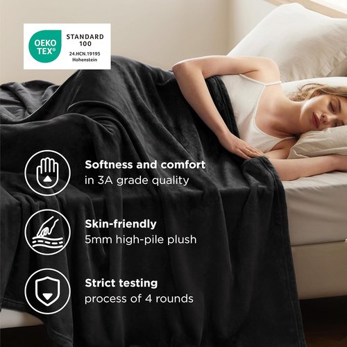 Bedsure GentleSoft Fleece Blanket - King Size Black Plush Microfiber, 108x90 Inches for Ultimate Comfort