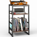 ZEXVIDA 3-Tier Vinyl Record Player Stand, End Table for Album Storage, 28" H Record Player Stand with Storage Up to 120 Albums, Side Table for Living Room Bedroom (Rustic Brown)