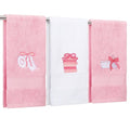 Breling 3 Pcs Bow Towels for Bathroom, Coquett Pink Bowknot Kitchen Hand Towels 100% Cotton Soft Embroidered Home Decoration for Birthday Bridal Shower Wedding Gifts 13.3 x 29 Inch