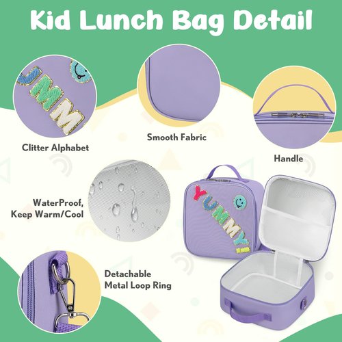 Bento Lunch Box with 10oz Soup Thermo for Kids Insulated Lunch Bag & Foldable Silicone Cup Food Leak Proof Food Container with 5 Compartment for Kid to Shool Travel