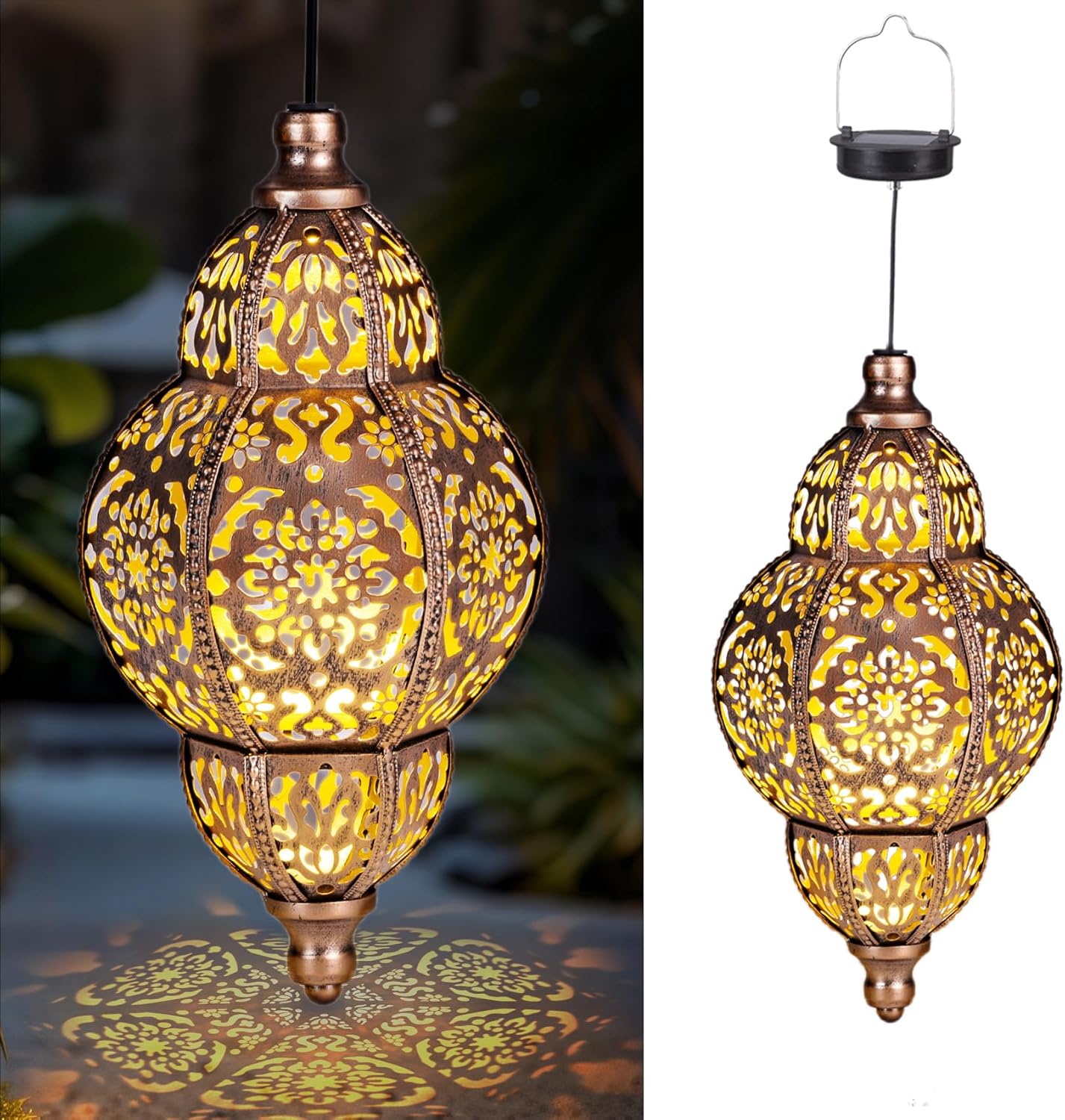 Skiennix Solar Lanterns - Outdoor Garden Decor | Metal Moroccan Chandelier for Patios & Yards