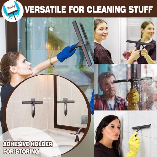 NETANY Shower Squeegee - 14-Inch All-Purpose Stainless Steel Tool for Streak-Free Bathroom & Shower Use