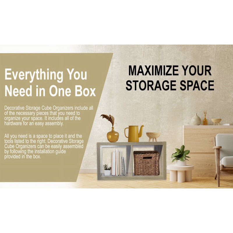 2-Cube Storage Organizer - Modern Oak Bookcase