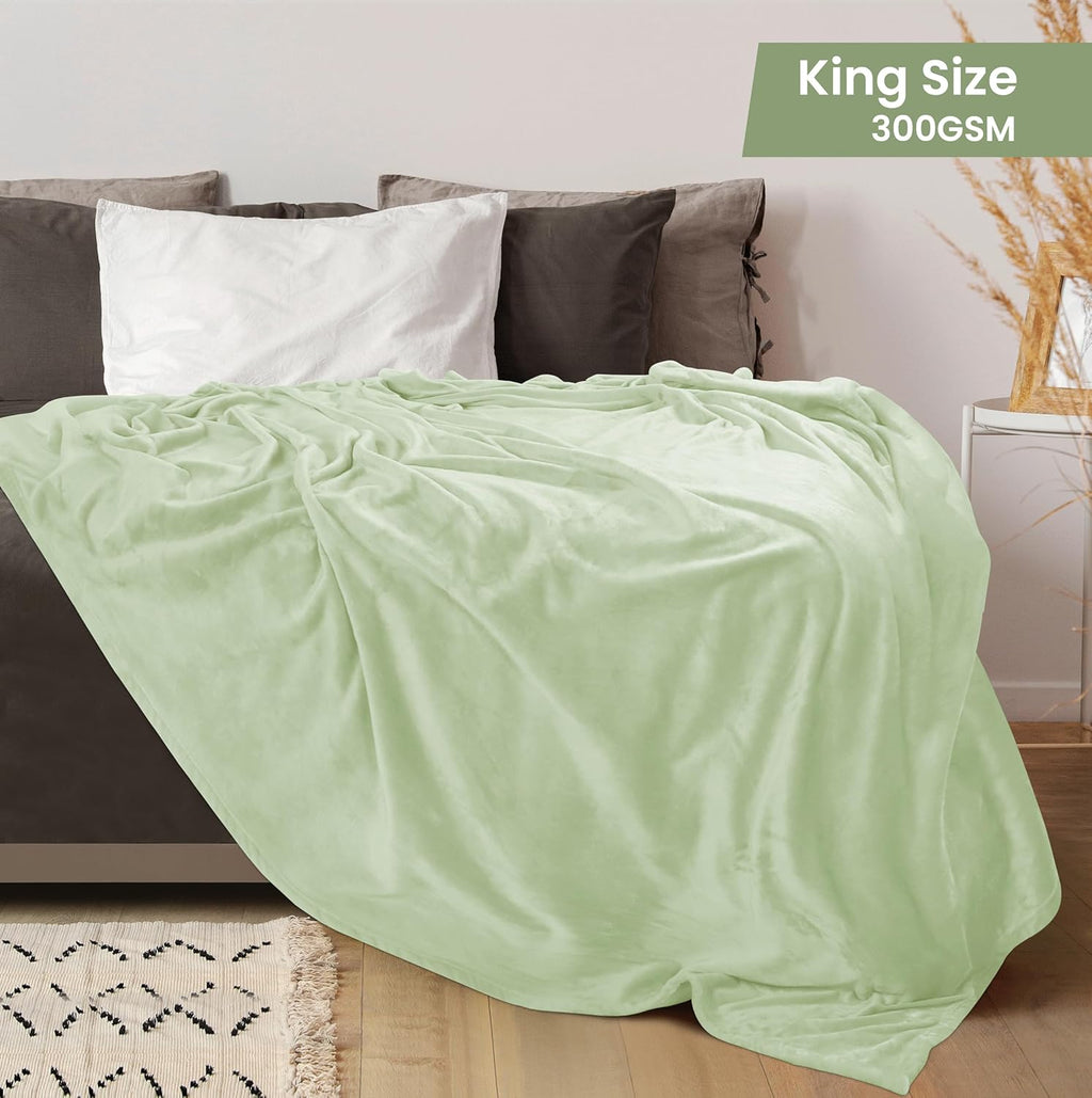 Utopia Bedding Fleece Blanket - Luxury Soft Sage Green King Size Microfiber (90x102 Inch)