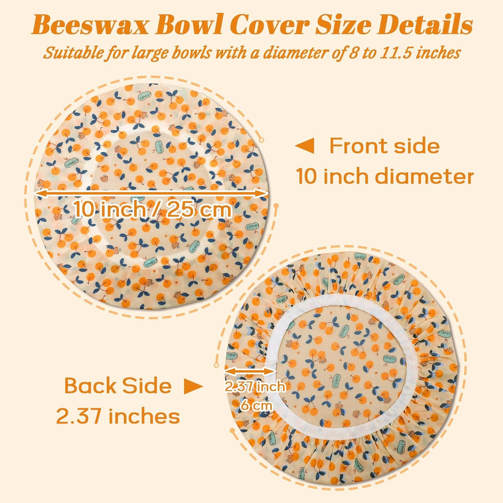 OHIYO Reusable Beeswax Bowl Covers - 2 Large Elastic Cotton Cloth Caps for Bread Proofing & Mixing (12 Inch)