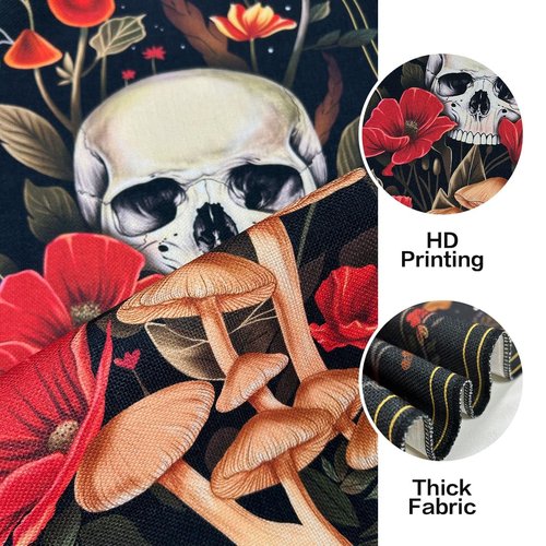 ARTCREATOR Pack of 2 Witchy Gothic Wall Bedroom Decor Moth Moon Tapestry Skull Mushroom Vertical Tapestries Retro Floral Flowers Tapestries for Bedroom Aesthetic Art Room (12.8 x 51.2 inches)