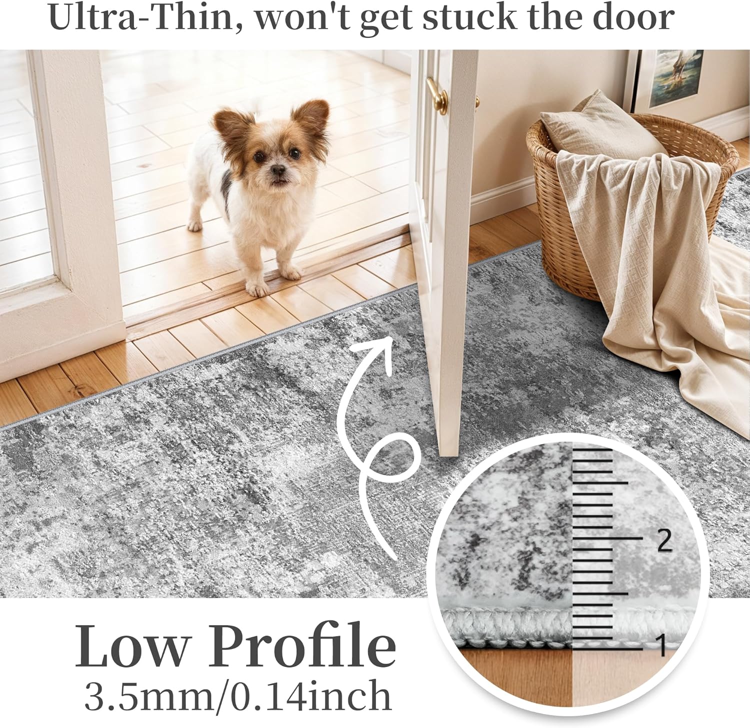 Skiennix Washable Hallway Runner Rug - Ultra Soft, Stain Resistant, Non-Slip | 2x5, Grey