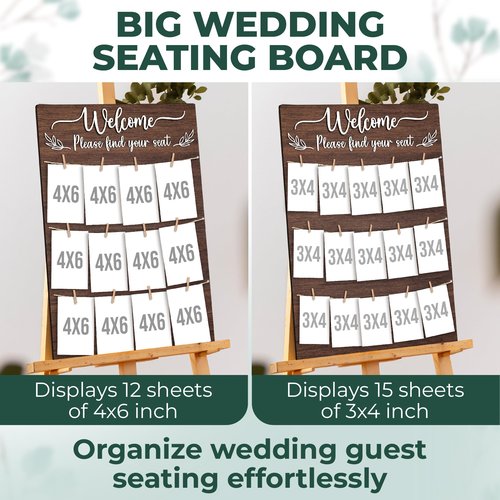 STOFINITY Wedding Seating Chart Board Display For Reception - Rustic Seating Chart For Wedding Reception Display, Find Your Seat Sign Board Decor Ideas