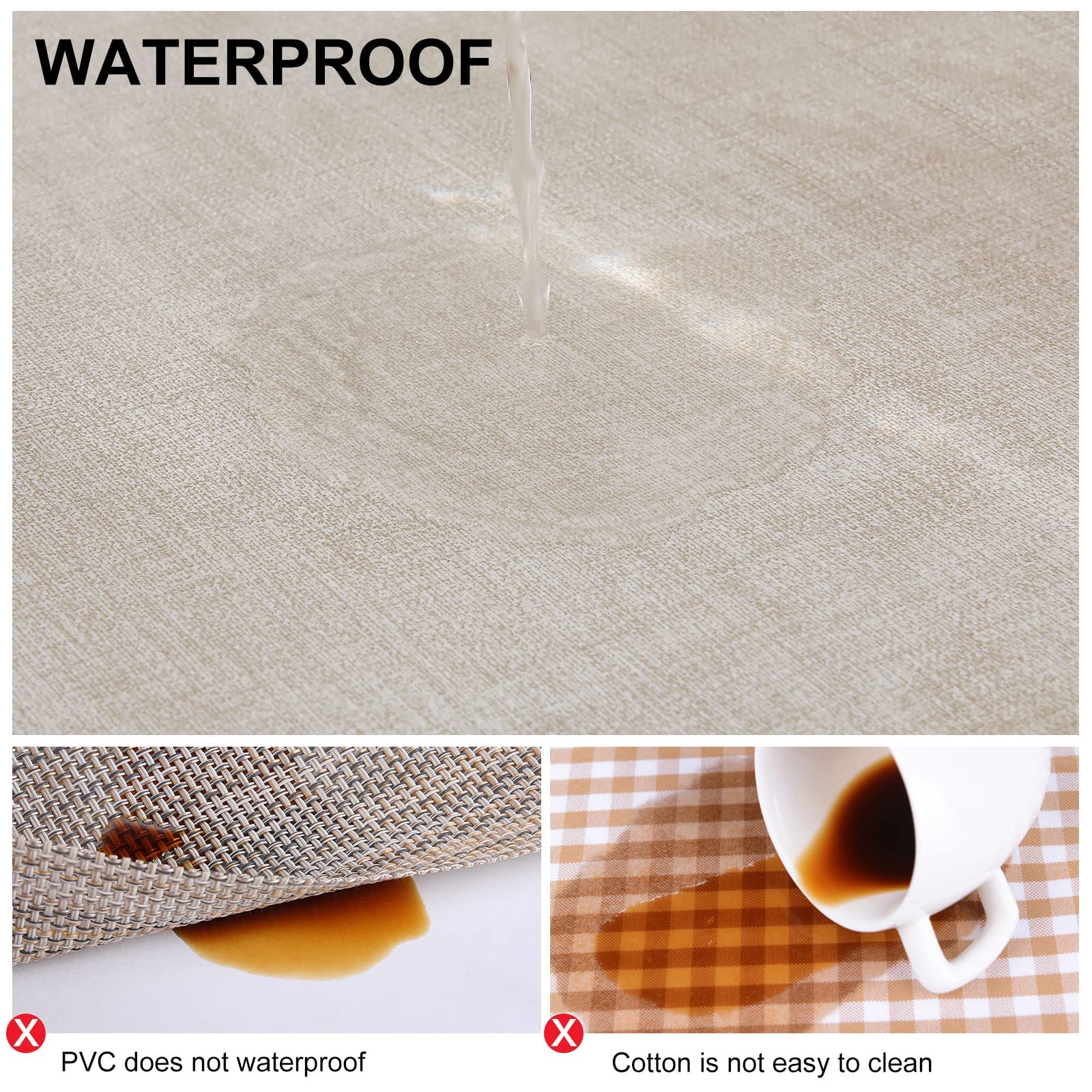 homing Faux Leather Heat Resistant Placemats 6 Packs, Waterproof Wipeable Dining PU Place Mats for Indoor & Outdoor, Easy to Clean, Beige