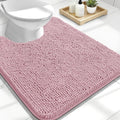 OLANLY U-Shaped Toilet Rugs - Extra Soft Chenille Bathroom Mat, Quick-Dry & Non-Slip | 24x20, Dusty Rose