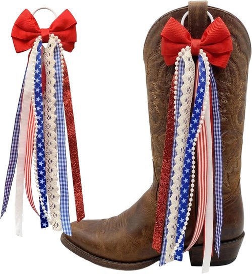 Ickasi Ribbon Bow Ribbons - Patriotic Holiday & Birthday Decor | 2 Pieces Boot Charms for Women