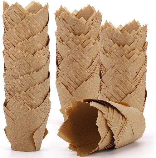 Brown Tulip Muffin Liners - 600 Pcs Standard Size Parchment Cupcake Baking Cups for Parties