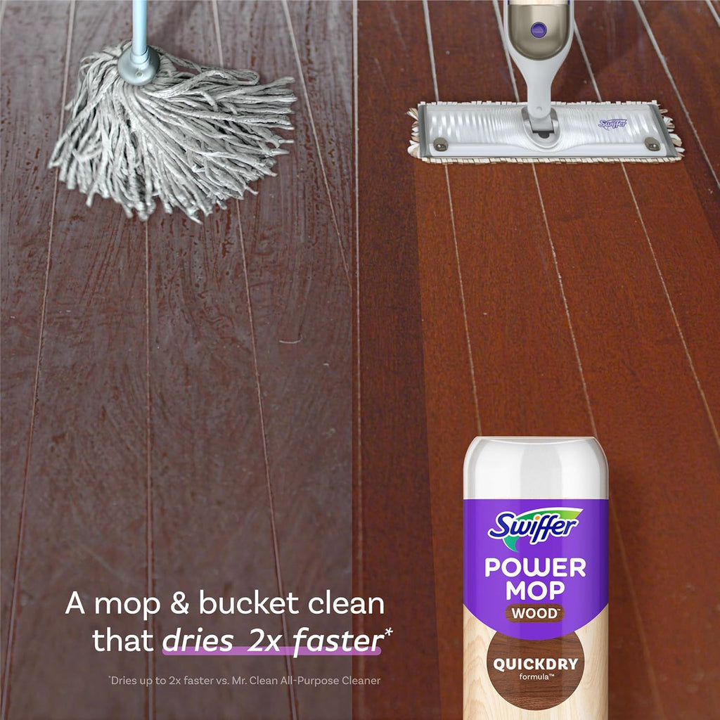 Swiffer Power Mop Solution - Quick-Dry Hardwood Floor Cleaner | All-Purpose Multi-Surface, 50.6oz