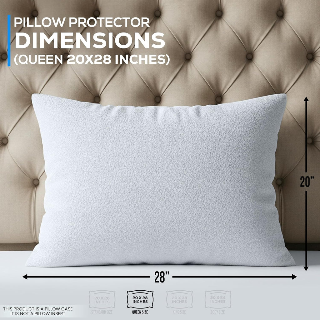 Utopia Bedding Waterproof Pillow Protectors - Set of 4 Queen Size, Zipper Closure, Bed Bug & Dust Mite Proof