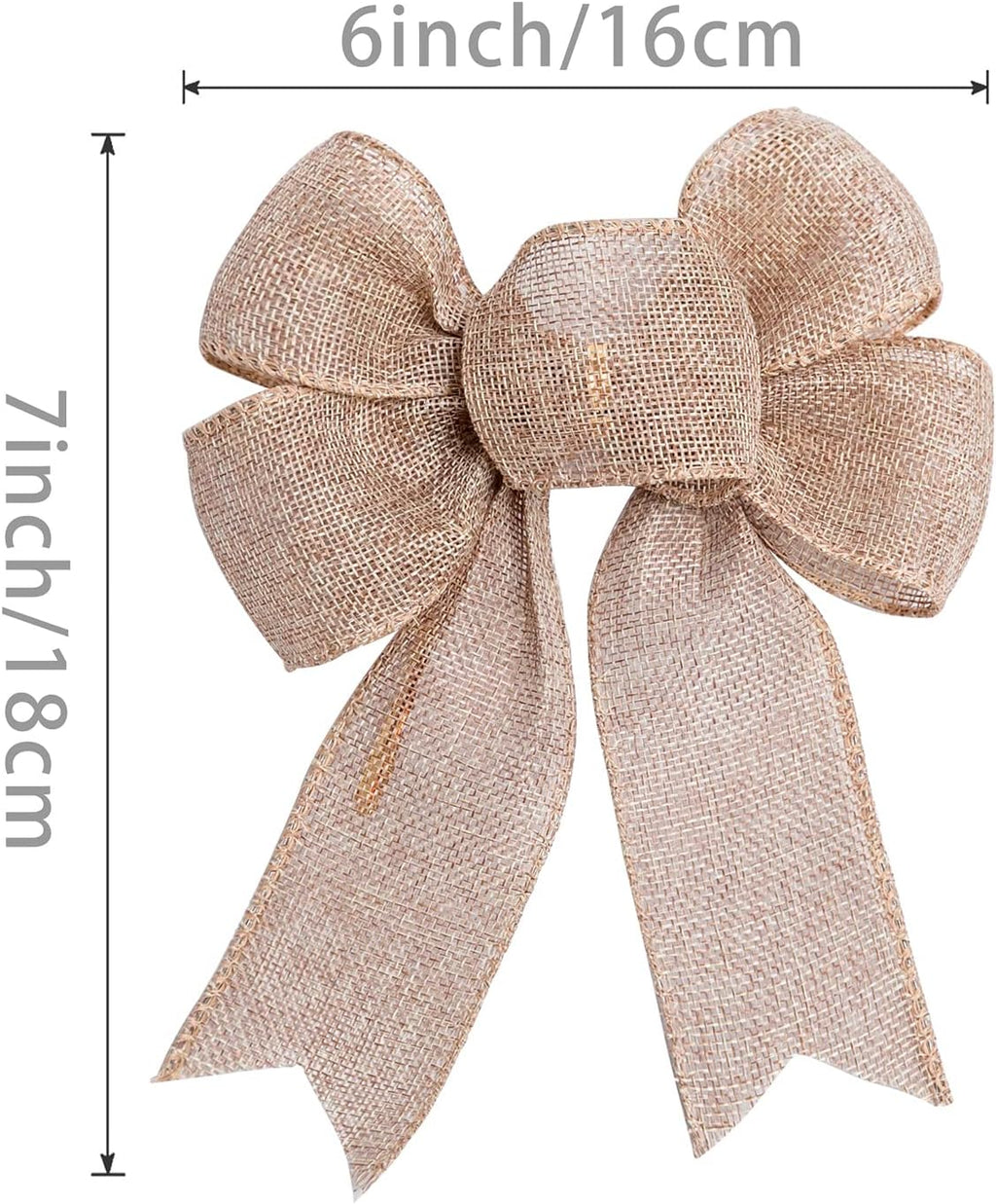 Skiennix Rustic Jute Wreath Bows - 6-Pack Burlap Decorations for Weddings & Holiday Parties
