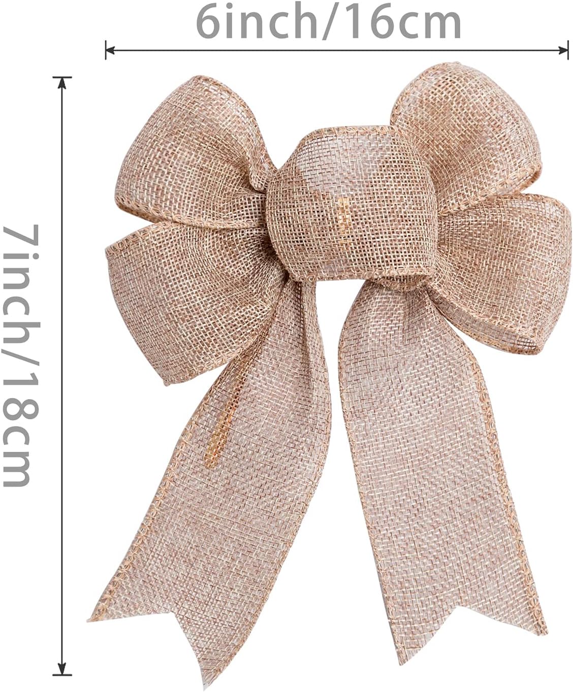 Skiennix Rustic Jute Wreath Bows - 6-Pack Burlap Decorations for Weddings & Holiday Parties