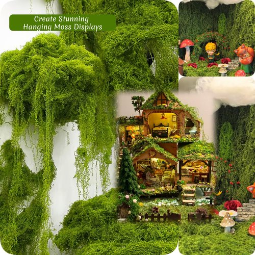 BYHER Fake Moss for Plants Indoor, 7OZ Value Pack - Artificial Grass for Crafts, Floral Arrangements & Potted Plants, Natural Moss Alternative for Terrariums, Fairy Gardens (Light Green)