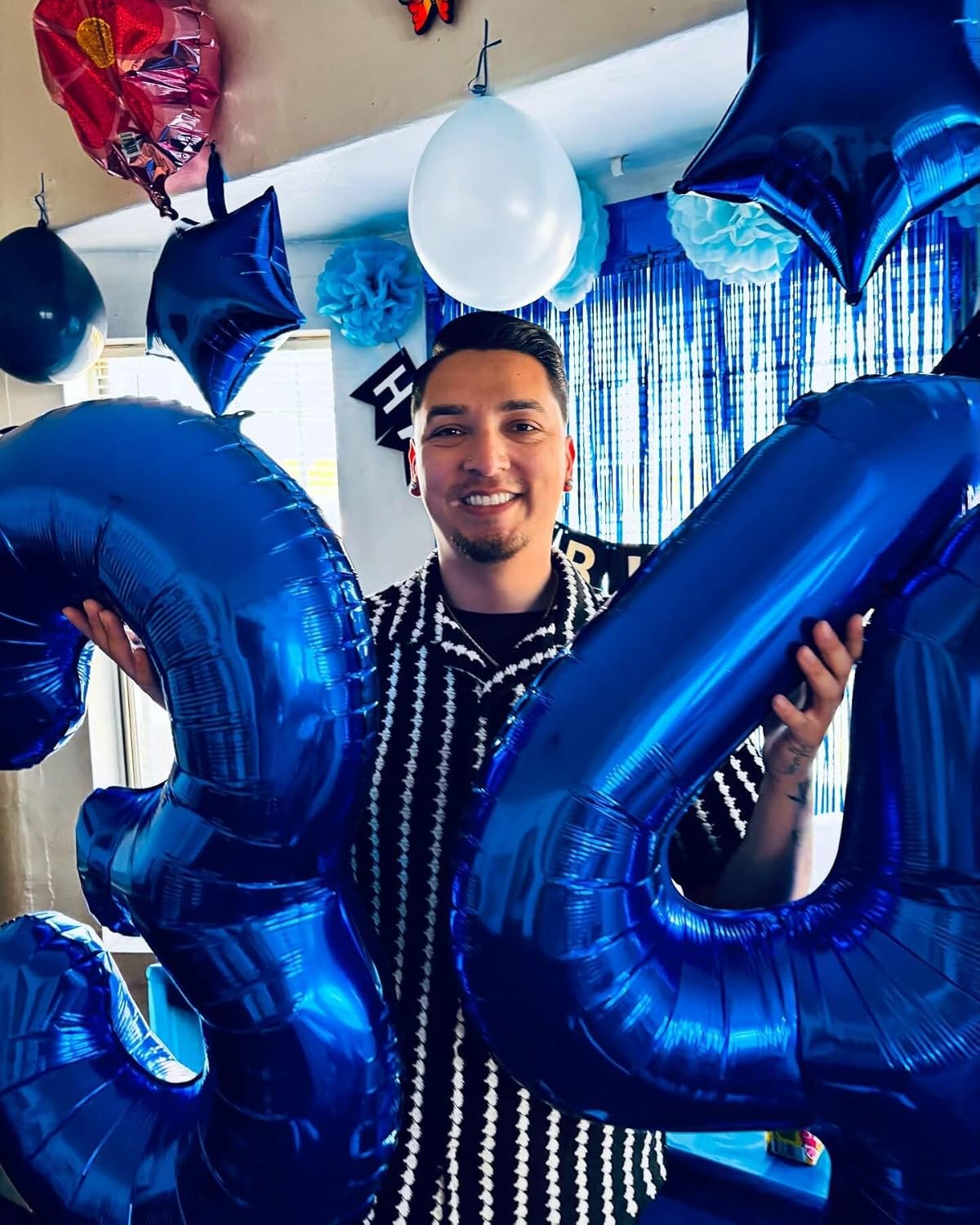 Number 2 Balloon by Night Blue - 40 Inch Sparkling Decoration for 2nd Birthday Parties