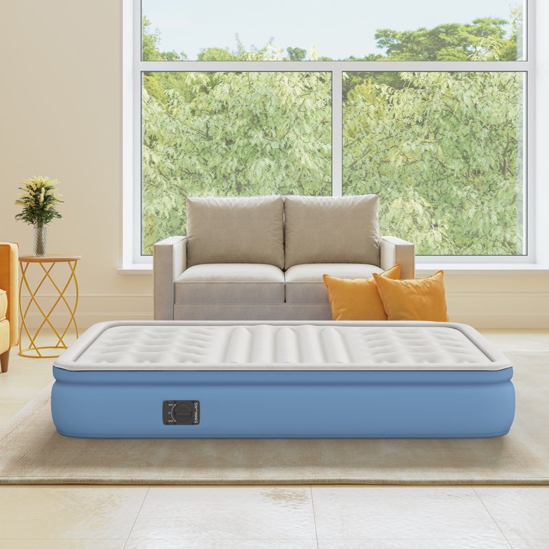 Full Size Inflatable Air Bed Mattress with Built-In Pump - Simmons Lumbar Firm 12"