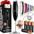 Zulay Kitchen Milk Frother Wand - Ultra-Fast Handheld Electric Whisk for Coffee & Lattes - Metallic Black