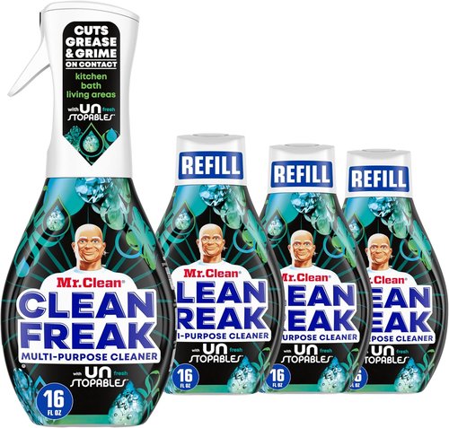 Mr. Clean Clean Freak Multi-Surface Cleaning Spray - Deep Cleaning Mist Starter Kit & Refill Bundle, 64 fl oz | Unstopables Fresh Scent