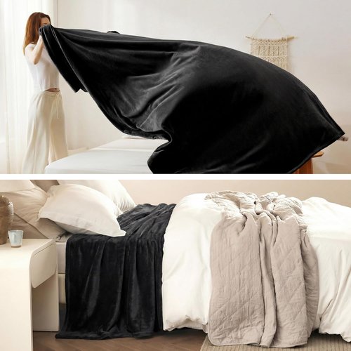 Bedsure GentleSoft Fleece Blanket - King Size Black Plush Microfiber, 108x90 Inches for Ultimate Comfort