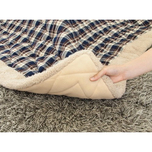 AZUMAYA Kotatsu Futon Comforter Square Shape W75 x D75 Inches, Polyester Fabric Material, Home and Living, Navy Checked Design KK-103BL, This Order Comes only Futon Comforter