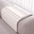 Danfoxer Sofa Arm Tray,Bamboo Folding Couch Arm Tray,Sofa Armrest Trays with Anti-Slip Pad for Drinks,Snacks,Phone,Remote Control（White）