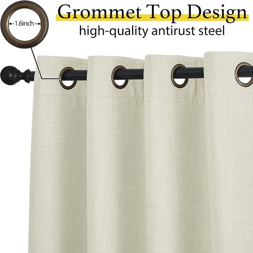 NICETOWN Natural Linen Room Darkening Curtain Valances - Thermal Insulated Short Curtains, W52 x L30, Set of 2