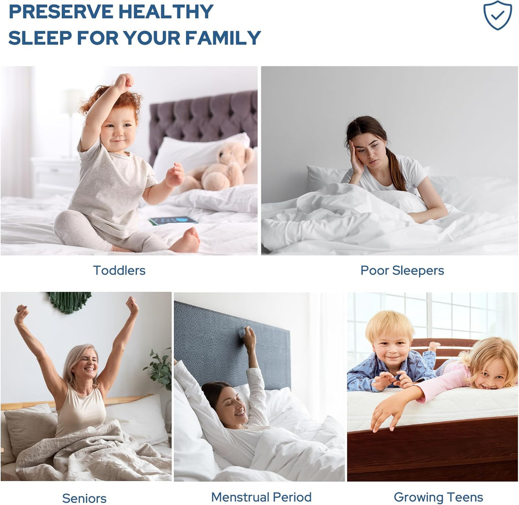 Skiennix Waterproof Mattress Protector - Noiseless Queen Size Pad with Deep Pocket | Soft, Breathable & Washable (Gray)