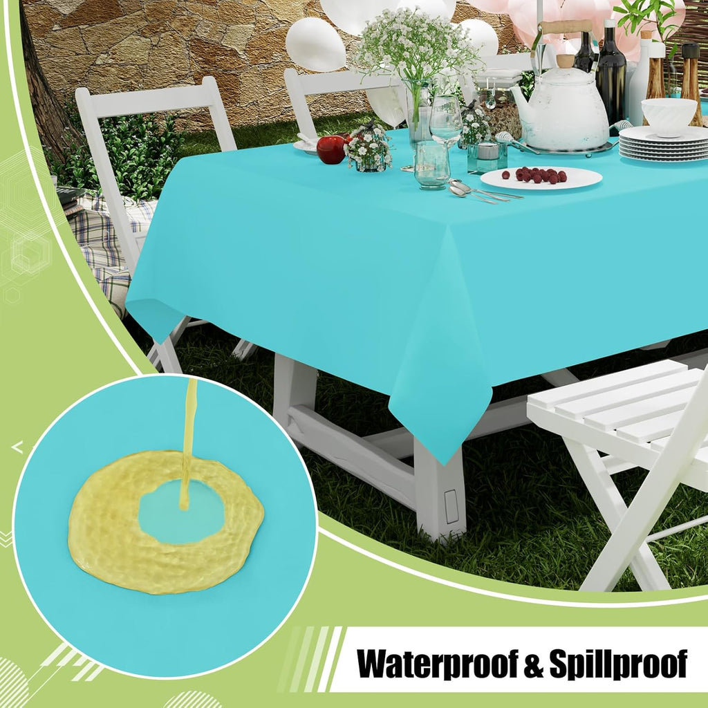 Smiry Disposable Table Cloth - Waterproof 54 x 108 Inch Rectangle Table Cover | 6 Pack, Sturdy Teal Design
