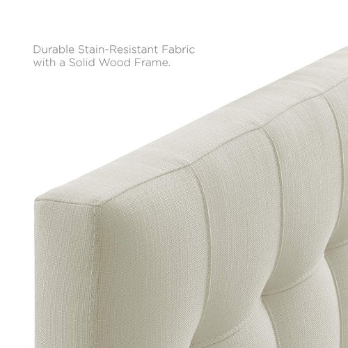Modway Lily Tufted Linen Fabric Upholstered Twin Headboard in Ivory