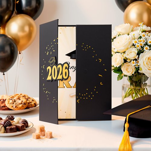 JOYIN 2026 Graduation Guestbook Alternative(Black & Gold), 12" Signature Congrats Graduation Party Decorations, Class of 2026 Grad Card for High School College Grad Gift, Party Guest Signing Cardboard
