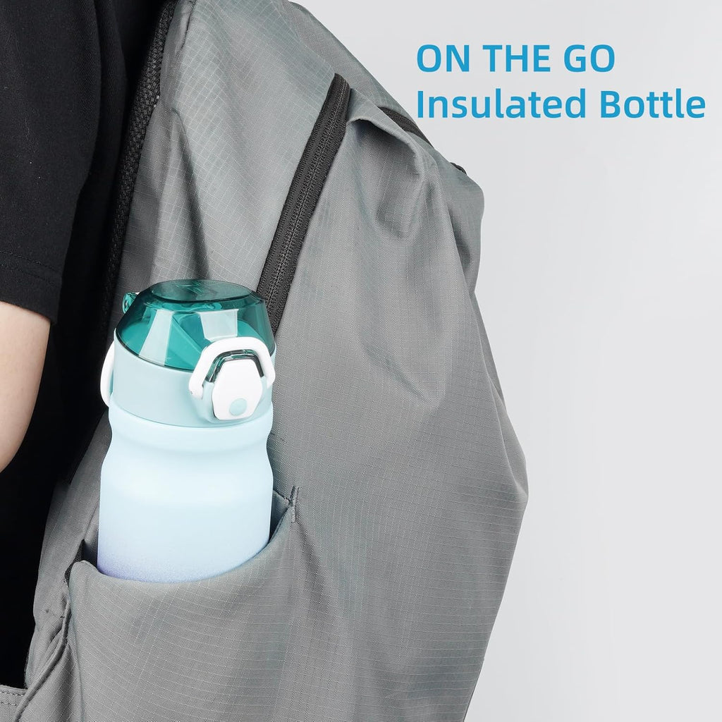 Skiennix Insulated Water Bottle - 18 oz Stainless Steel Flask with Straw & Carry Loop | Ocean Dream
