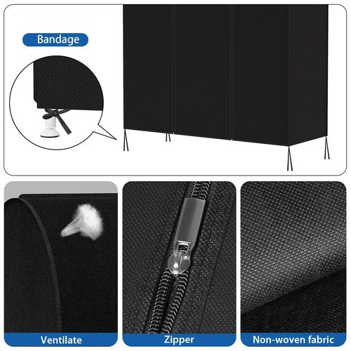 Zilink 72" Garment Rack Cover Dustproof Breathable Clothes Rack Cover Large Garment Bags Protector Cothing Rack with Cover with 2 Durable Zippers for Garment Rack, Black, (Rack Not Included)