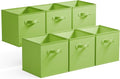 Granny Says Cube Storage Bins - 11 Inch Foldable Fabric Organizers | 6 Pack Light Green Baskets for Shelves