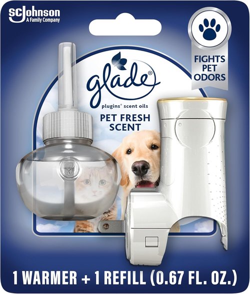 Glade PlugIns Air Freshener Starter Kit - Pet Fresh Scent with Essential Oils | 0.67 Fl Oz, Includes 1 Warmer + 1 Refill