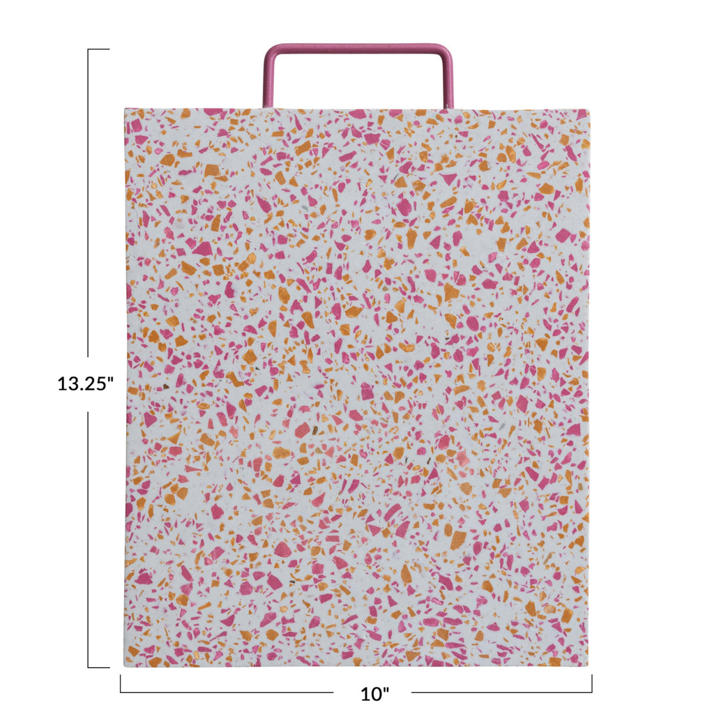 Creative Co-Op Resin Terrazzo Cheese and Cutting Board with Handle, Multicolor