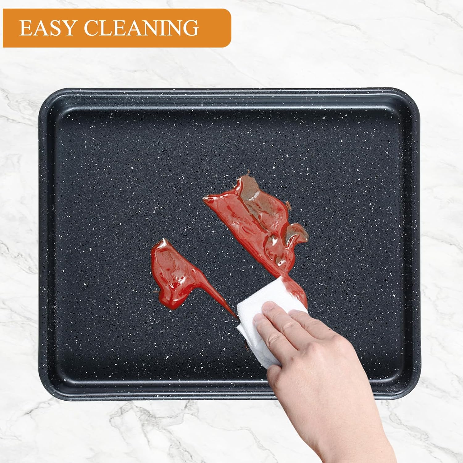 Walooza Nonstick Baking Sheets Set of 2 - Heavy Duty Carbon Steel Cookie Trays | Easy Clean 11x9 Inch